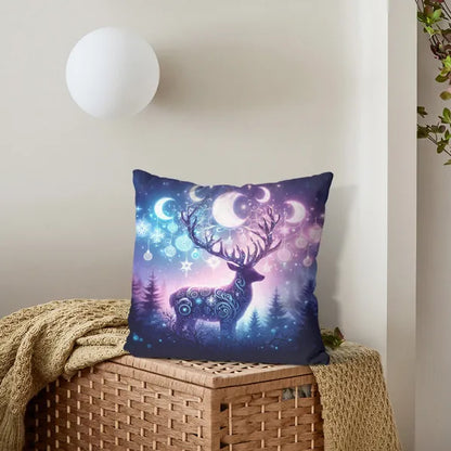 Magical Winter Deer & Crescent Moons, Holiday Decorative Pillow,Decorative Pillow,The Gift Dimension