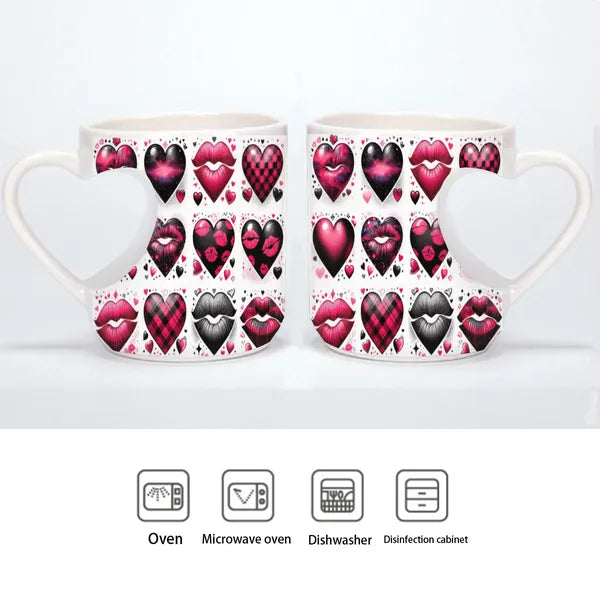 Valentine's Heart Stamps Mug 11oz Perfect for a Valentine's Day Gift or To Celebrate Love,Valentine's Day Mugs,The Gift Dimension