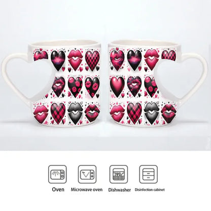 Valentine's Heart Stamps Mug 11oz Perfect for a Valentine's Day Gift or To Celebrate Love,Valentine's Day Mugs,The Gift Dimension