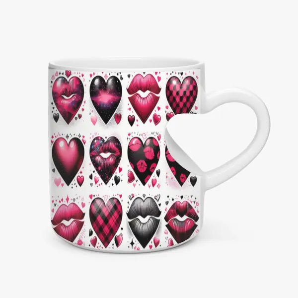 Valentine's Heart Stamps Mug 11oz Perfect for a Valentine's Day Gift or To Celebrate Love,Valentine's Day Mugs,The Gift Dimension