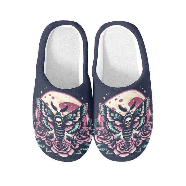 Dark Navy Moth N' Moonlight Super Cozy House Slippers,,The Gift Dimension
