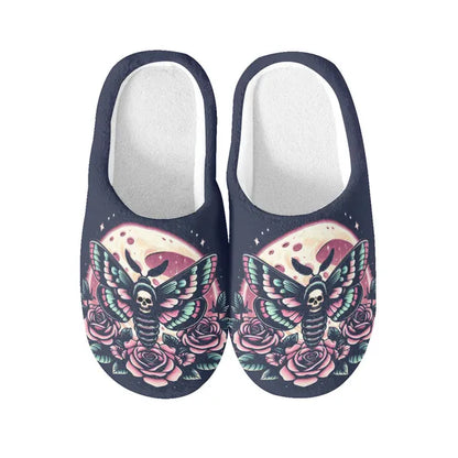 Dark Navy Moth N' Moonlight Super Cozy House Slippers,,The Gift Dimension
