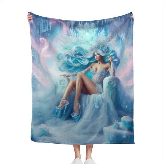 "Wonderland Ice Queen" Flannel Blanket -Available in 4 Sizes,Custom Print Blanket,The Gift Dimension