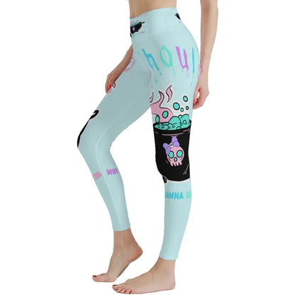 Ghouls Just Wanna Have Fun Halloween Yoga Pants IN MINT,Yoga Pants,The Gift Dimension