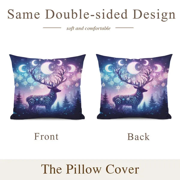 Magical Winter Deer & Crescent Moons, Holiday Decorative Pillow,Decorative Pillow,The Gift Dimension