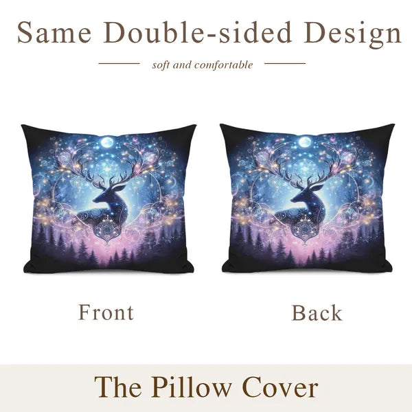 Celestial Winter Deer Decorative Pillow-3 Sizes,Decorative Pillow,The Gift Dimension