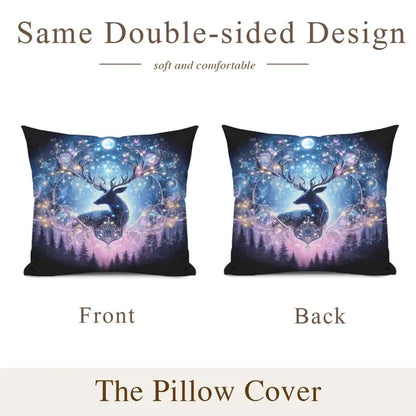 Celestial Winter Deer Decorative Pillow-3 Sizes,Decorative Pillow,The Gift Dimension