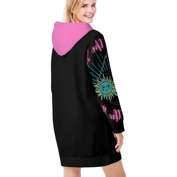 Live by the Sun, Dream by the moon Graphic Sweatshirt Dress-Sizes S-XXL,Sweatshirt Dress,The Gift Dimension