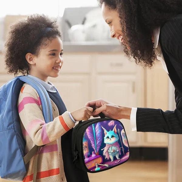 Whimsical, "Magic School" Themed, Insulated, Polyester, Large Capacity, Lunch Tote Bag, Lunch Box,Lunch Tote,The Gift Dimension