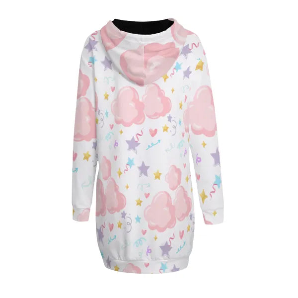 Pastel Clouds and Confetti Sweatshirt Dress- in Baby Blue, White, and Lavender!,Sweatshirt Dress,The Gift Dimension