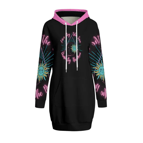 Live by the Sun, Dream by the moon Graphic Sweatshirt Dress-Sizes S-XXL,Sweatshirt Dress,The Gift Dimension