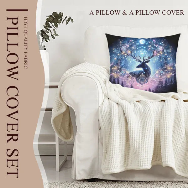 Celestial Winter Deer Decorative Pillow-3 Sizes,Decorative Pillow,The Gift Dimension
