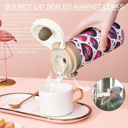 💞Hearts and Lipstick Kisses 💄💋Heavy Duty 15oz Stainless Steel Tumbler- Get up to12hrs Hot/20hrs Cold- Great Gift for Valentine's Day!,Tumblers,The Gift Dimension