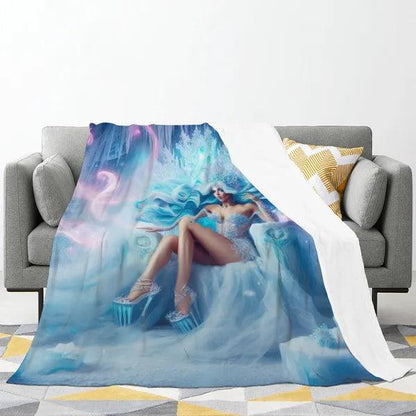 "Wonderland Ice Queen" Flannel Blanket -Available in 4 Sizes,Custom Print Blanket,The Gift Dimension