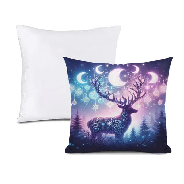 Magical Winter Deer & Crescent Moons, Holiday Decorative Pillow,Decorative Pillow,The Gift Dimension
