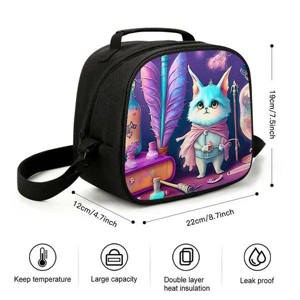 Whimsical, "Magic School" Themed, Insulated, Polyester, Large Capacity, Lunch Tote Bag, Lunch Box,Lunch Tote,The Gift Dimension
