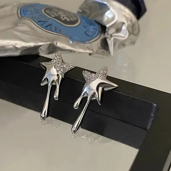 Metallic Molten Drip Star Stud Earrings,Jewelry,The Gift Dimension