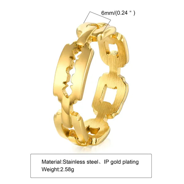 Chain Link & Razor Blade Rings in Silver & Gold,Men's Ring,The Gift Dimension