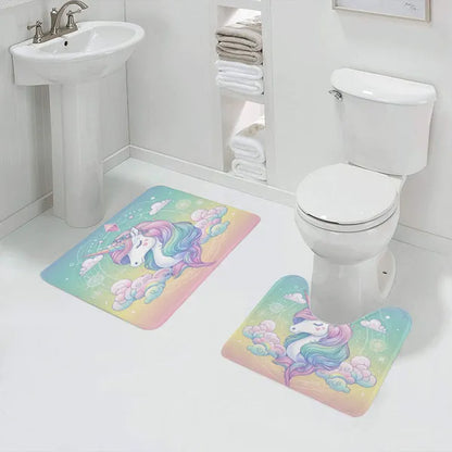 Pastel Rainbow Unicorn Bath Mat Set,The Gift Dimension