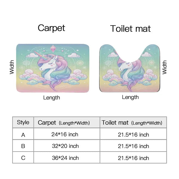 Pastel Rainbow Unicorn Bath Mat Set,The Gift Dimension