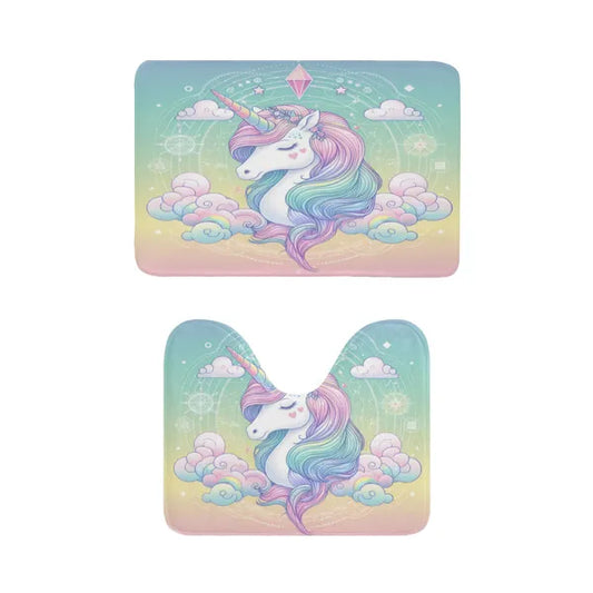 Pastel Rainbow Unicorn Bath Mat Set,The Gift Dimension