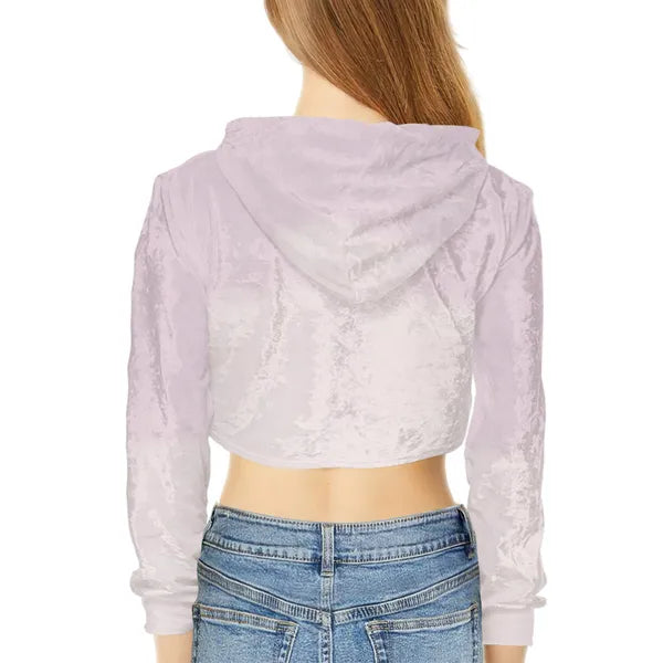 Velvet Two Tone Pink Crop Top Hoodie,The Gift Dimension