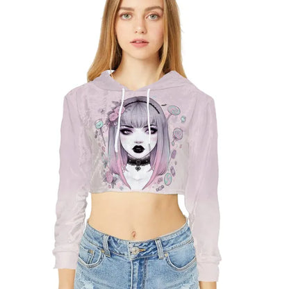 Velvet Two Tone Pink Crop Top Hoodie,The Gift Dimension