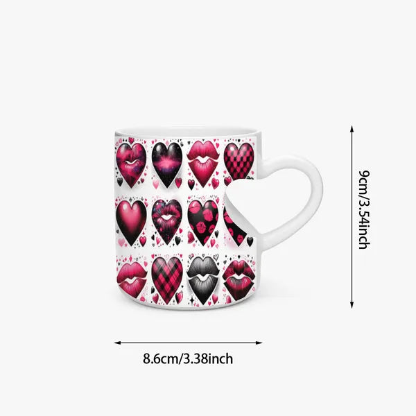 Valentine's Heart Stamps Mug 11oz Perfect for a Valentine's Day Gift or To Celebrate Love,Valentine's Day Mugs,The Gift Dimension