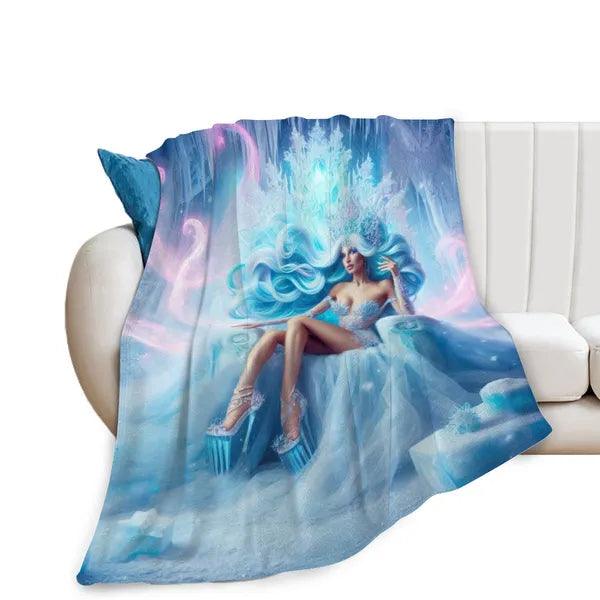 "Wonderland Ice Queen" Flannel Blanket -Available in 4 Sizes,Custom Print Blanket,The Gift Dimension