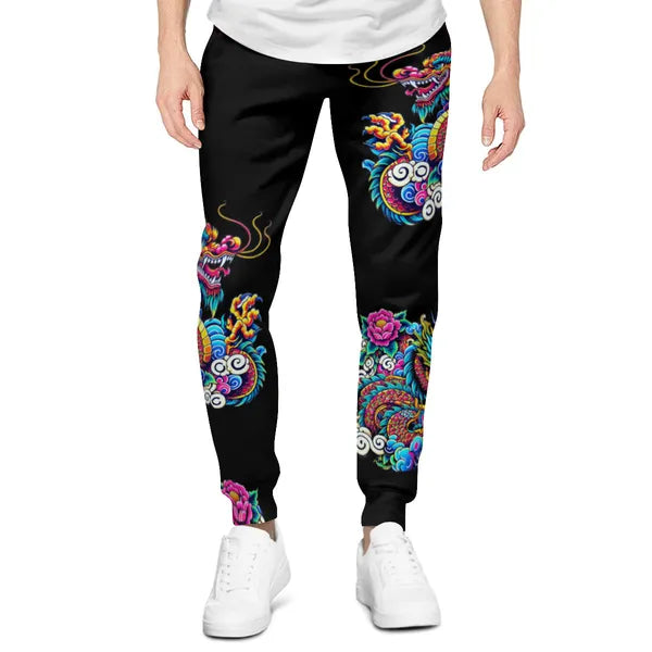 Vibrant Celestial Luck Dragon Sweatpants🐉,Sweatpants,The Gift Dimension