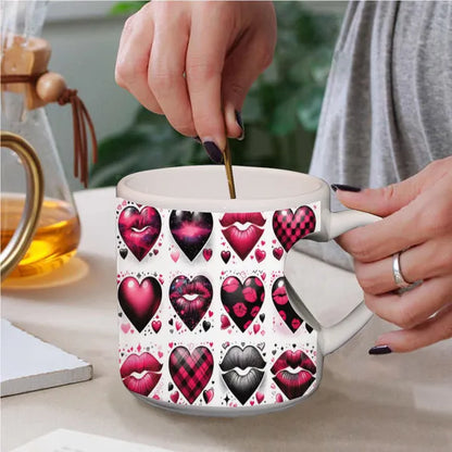 Valentine's Heart Stamps Mug 11oz Perfect for a Valentine's Day Gift or To Celebrate Love,Valentine's Day Mugs,The Gift Dimension