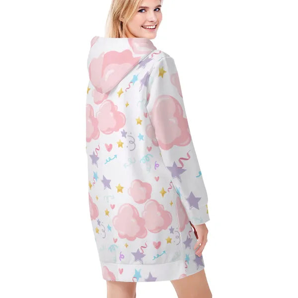 Pastel Clouds and Confetti Sweatshirt Dress- in Baby Blue, White, and Lavender!,Sweatshirt Dress,The Gift Dimension