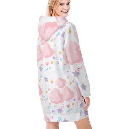 Pastel Clouds and Confetti Sweatshirt Dress- in Baby Blue, White, and Lavender!,Sweatshirt Dress,The Gift Dimension