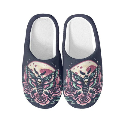 Dark Navy Moth N' Moonlight Super Cozy House Slippers,,The Gift Dimension